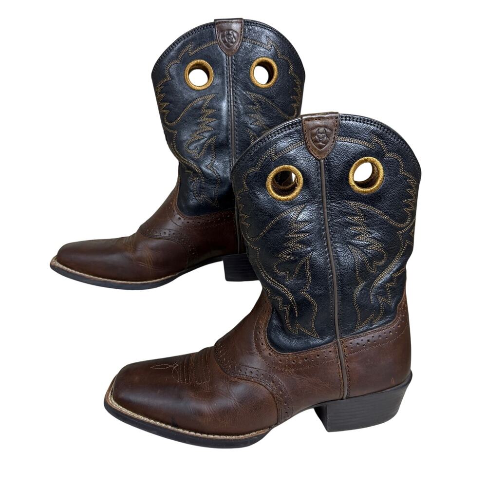 Ariat Kid’s Distressed Brown Black Roughstock Western Cowboy Boot 10016239 Sz 5